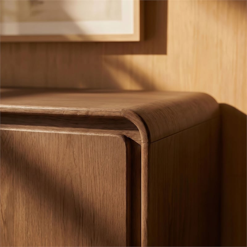Lumo 4-Door Curved Wood Accent Cabinet in Walnut