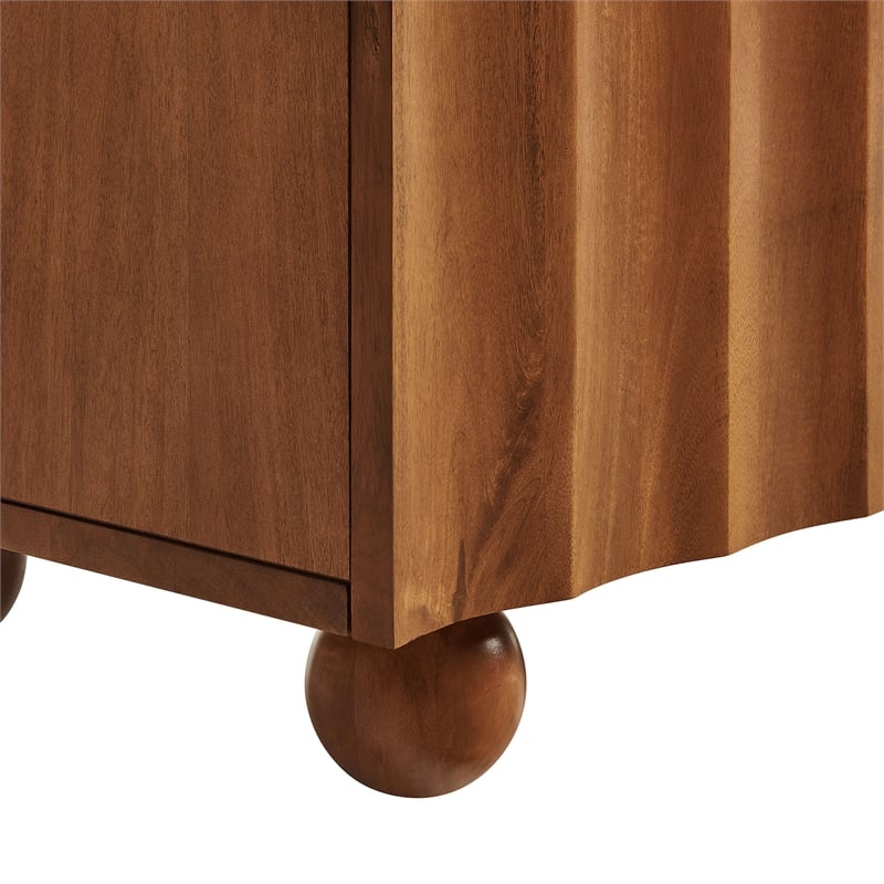 Sorren 54 Inch Scalloped Wood 3-Door Sideboard in Walnut