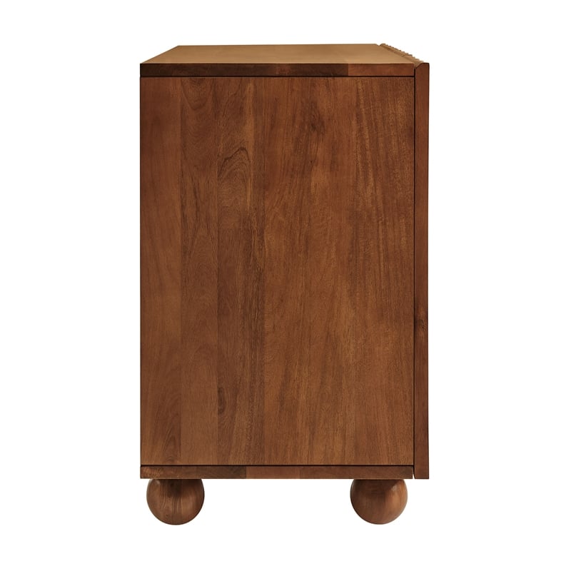 Sorren 54 Inch Scalloped Wood 3-Door Sideboard in Walnut