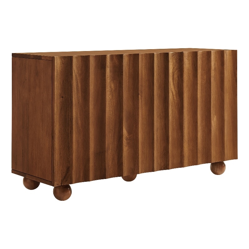 Sorren 54 Inch Scalloped Wood 3-Door Sideboard in Walnut