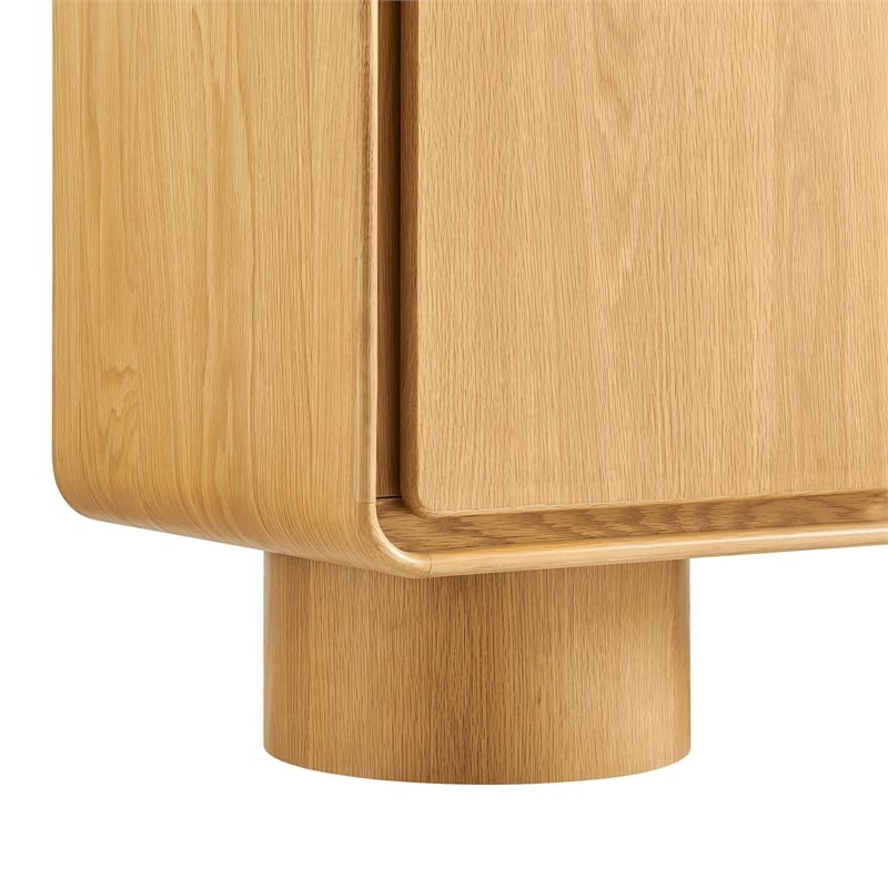 Lumo 2-Door Curved Wood Accent Cabinet in Oak