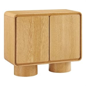 Lumo 2-Door Curved Wood Accent Cabinet in Oak