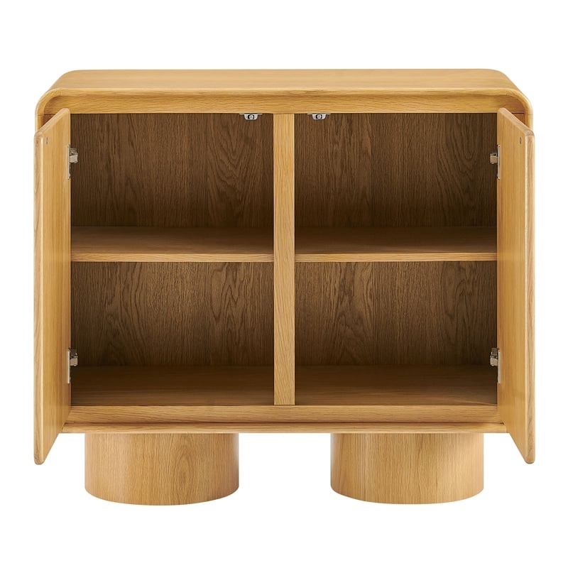 Lumo 2-Door Curved Wood Accent Cabinet in Oak