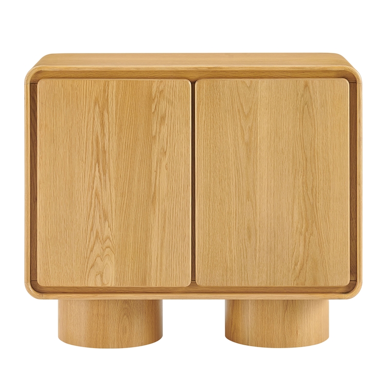 Lumo 2-Door Curved Wood Accent Cabinet in Oak