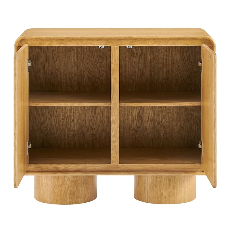 Lumo 2-Door Curved Wood Accent Cabinet in Oak