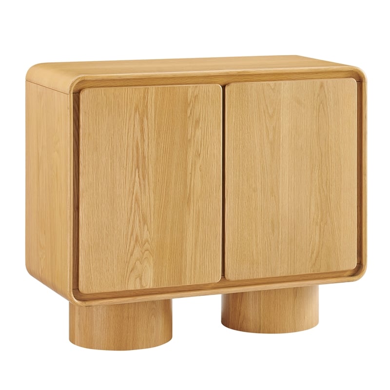 Lumo 2-Door Curved Wood Accent Cabinet in Oak