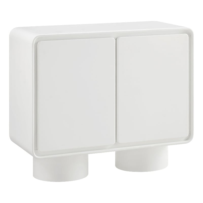 Lumo 2-Door Curved Wood Accent Cabinet in White