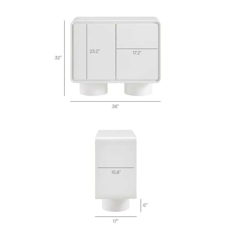 Lumo 2-Door Curved Wood Accent Cabinet in White
