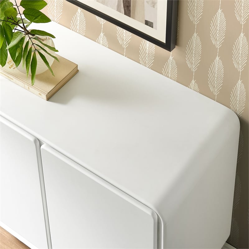 Lumo 2-Door Curved Wood Accent Cabinet in White