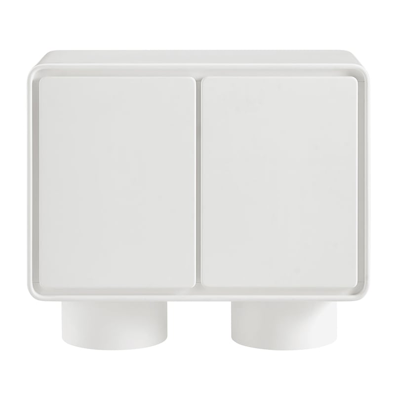 Lumo 2-Door Curved Wood Accent Cabinet in White