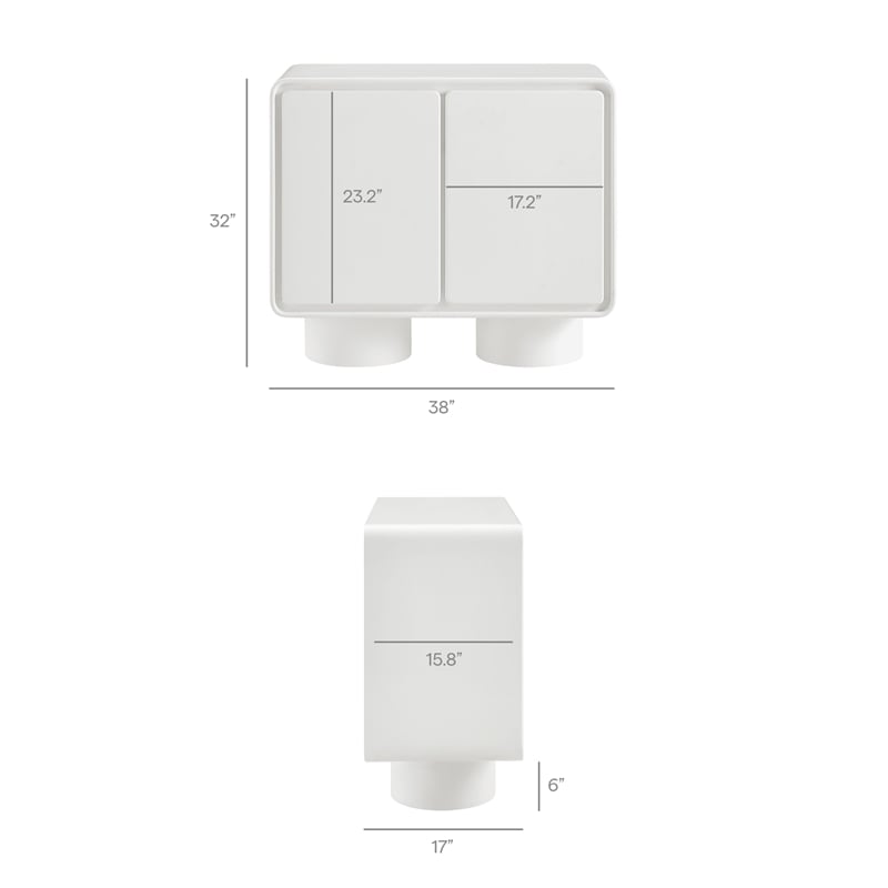 Lumo 2-Door Curved Wood Accent Cabinet in White