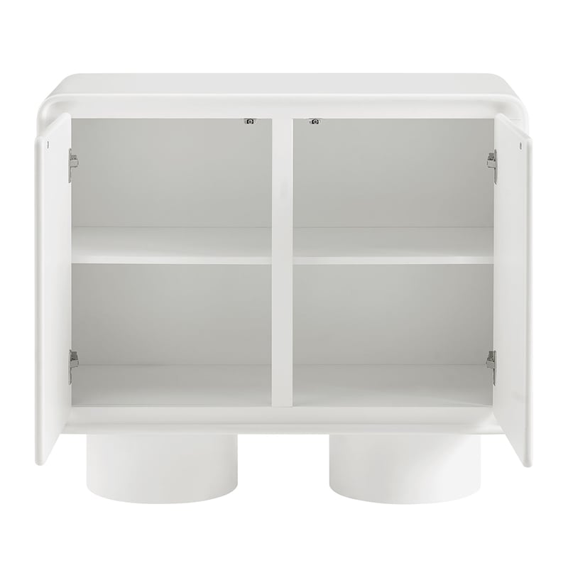 Lumo 2-Door Curved Wood Accent Cabinet in White