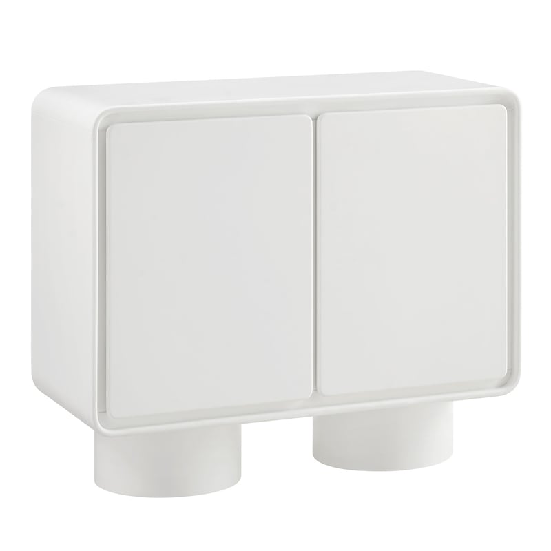 Lumo 2-Door Curved Wood Accent Cabinet in White