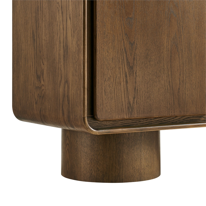 Lumo 2-Door Curved Wood Accent Cabinet in Walnut