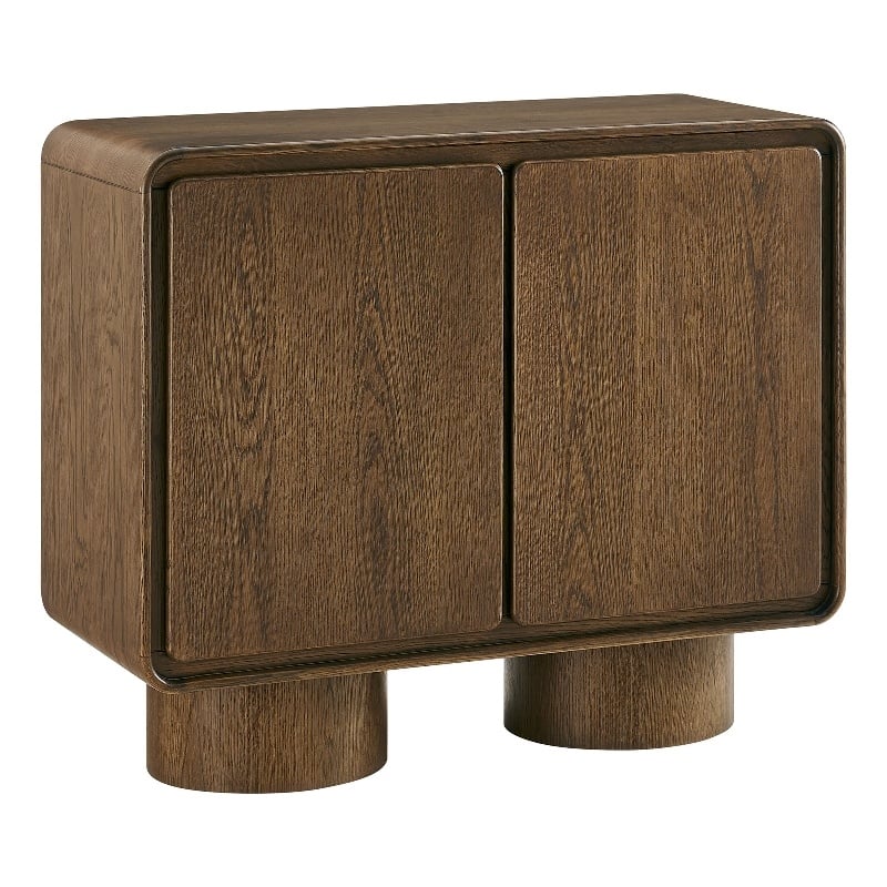 Lumo 2-Door Curved Wood Accent Cabinet in Walnut