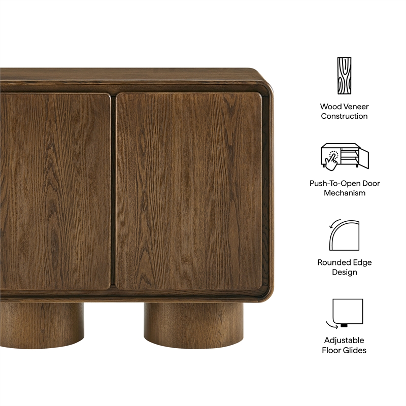 Lumo 2-Door Curved Wood Accent Cabinet in Walnut