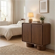 Lumo 2-Door Curved Wood Accent Cabinet in Walnut