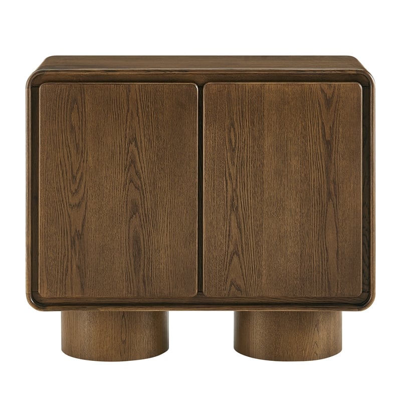 Lumo 2-Door Curved Wood Accent Cabinet in Walnut