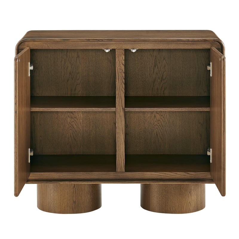 Lumo 2-Door Curved Wood Accent Cabinet in Walnut