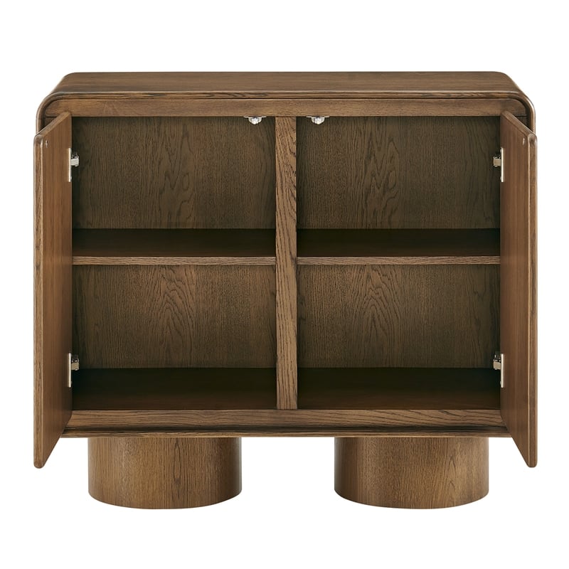 Lumo 2-Door Curved Wood Accent Cabinet in Walnut