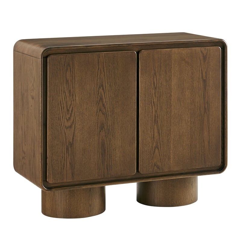 Lumo 2-Door Curved Wood Accent Cabinet in Walnut