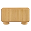 Lumo 3-Door Curved Wood Accent Cabinet in Oak