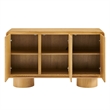 Lumo 3-Door Curved Wood Accent Cabinet in Oak