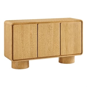 Lumo 3-Door Curved Wood Accent Cabinet in Oak