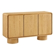 Lumo 3-Door Curved Wood Accent Cabinet in Oak