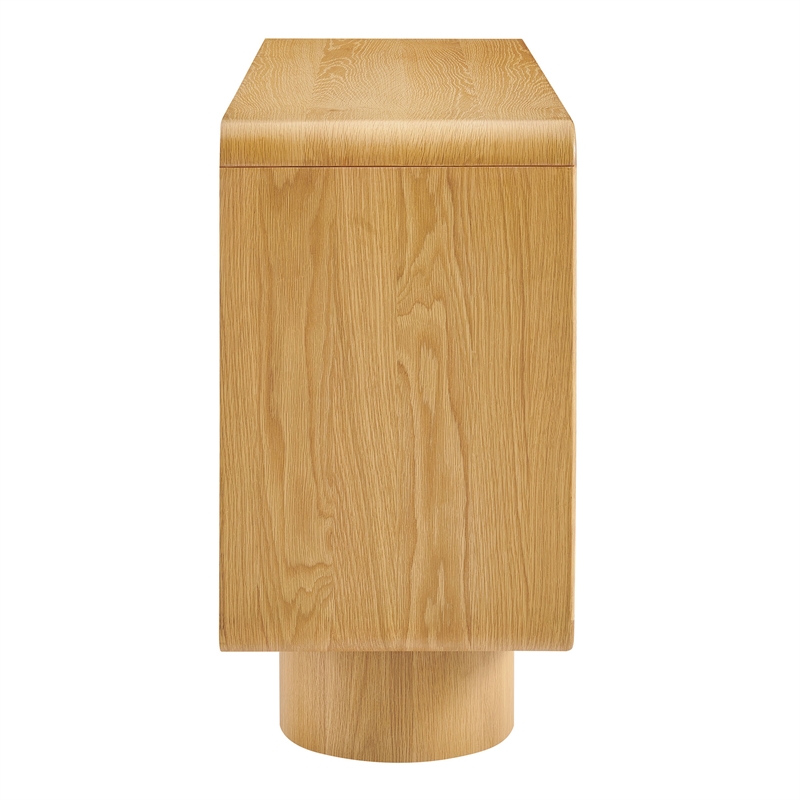Lumo 3-Door Curved Wood Accent Cabinet in Oak