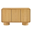 Lumo 3-Door Curved Wood Accent Cabinet in Oak