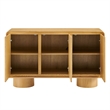Lumo 3-Door Curved Wood Accent Cabinet in Oak