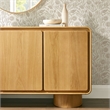 Lumo 3-Door Curved Wood Accent Cabinet in Oak