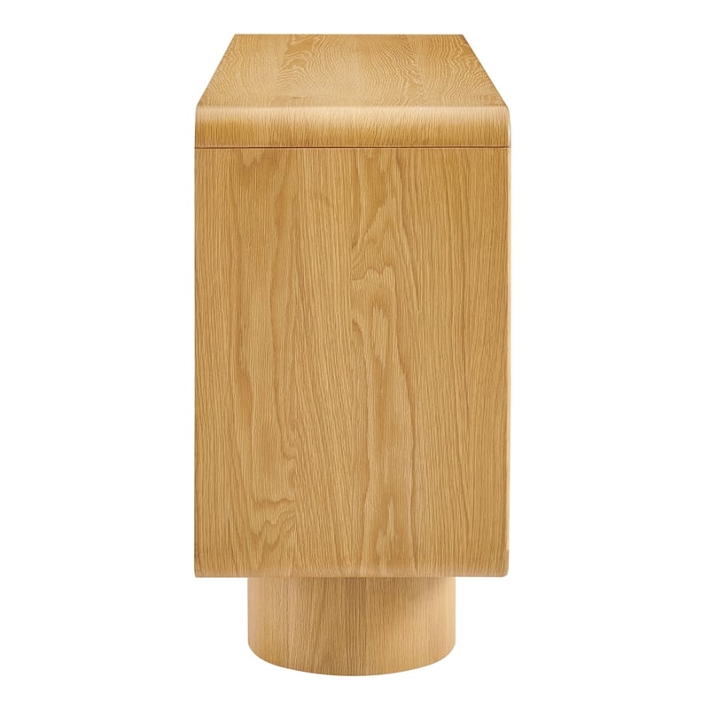 Lumo 3-Door Curved Wood Accent Cabinet in Oak