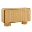 Lumo 3-Door Curved Wood Accent Cabinet in Oak
