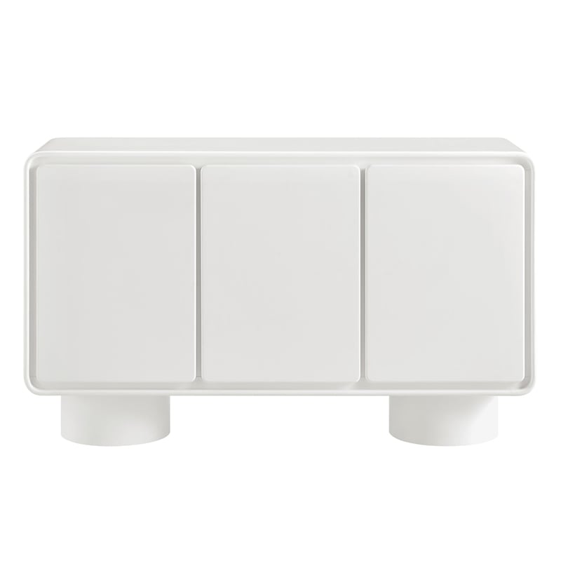 Lumo 3-Door Curved Wood Accent Cabinet in White