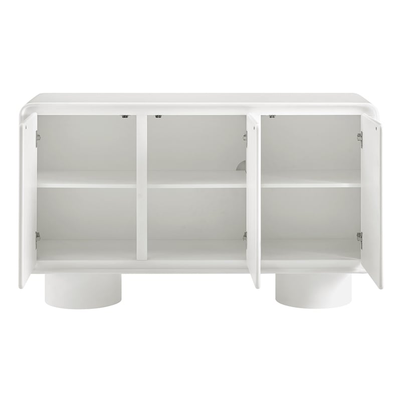 Lumo 3-Door Curved Wood Accent Cabinet in White