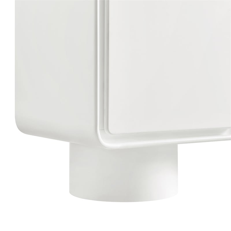 Lumo 3-Door Curved Wood Accent Cabinet in White