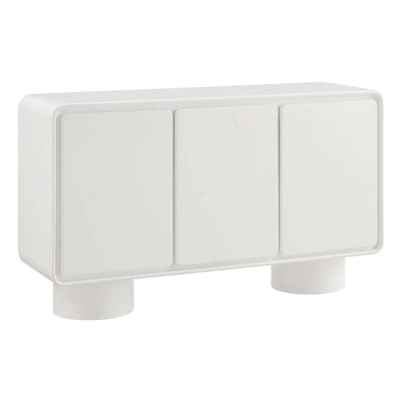 Lumo 3-Door Curved Wood Accent Cabinet in White
