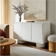 Lumo 3-Door Curved Wood Accent Cabinet in White