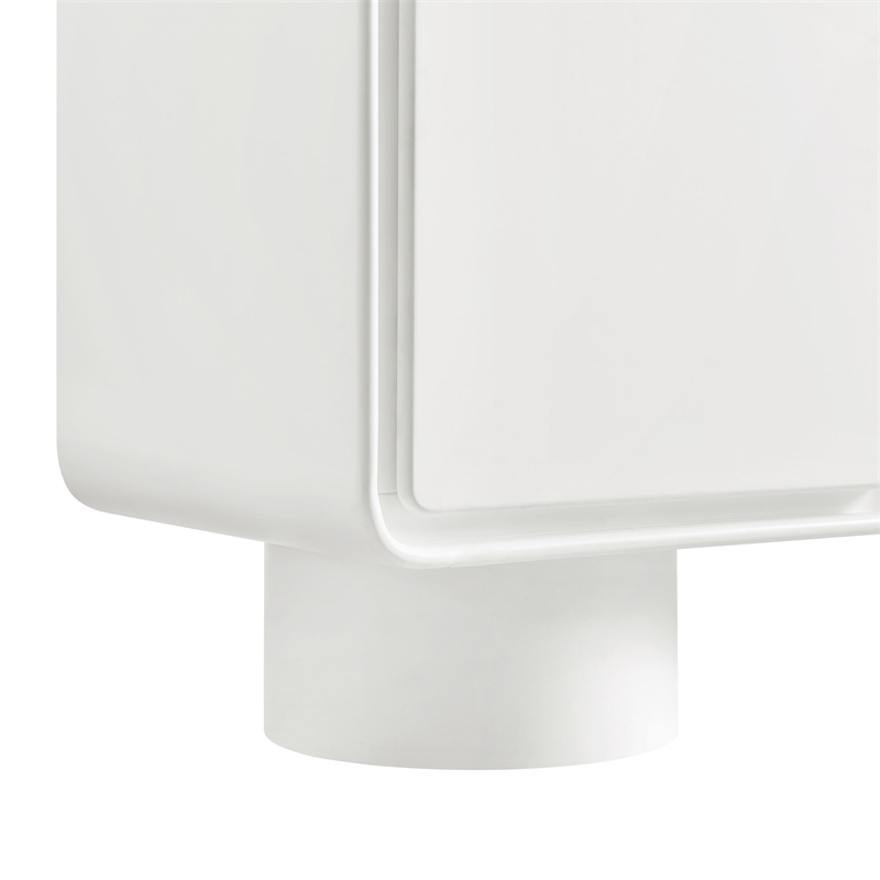 Lumo 3-Door Curved Wood Accent Cabinet in White