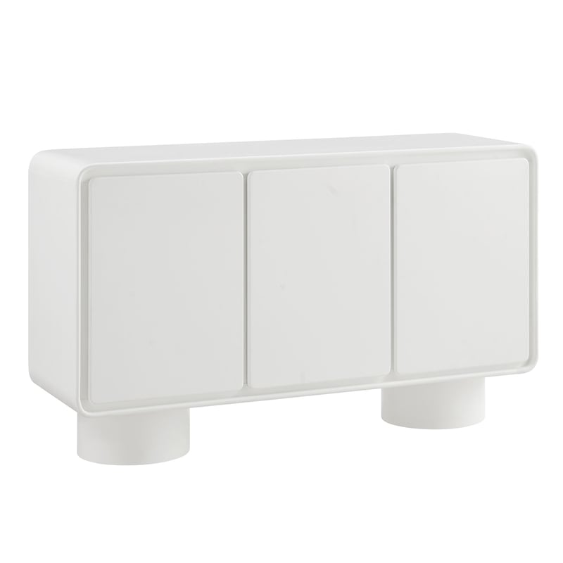 Lumo 3-Door Curved Wood Accent Cabinet in White