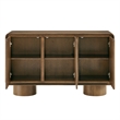 Lumo 3-Door Curved Wood Accent Cabinet in Walnut