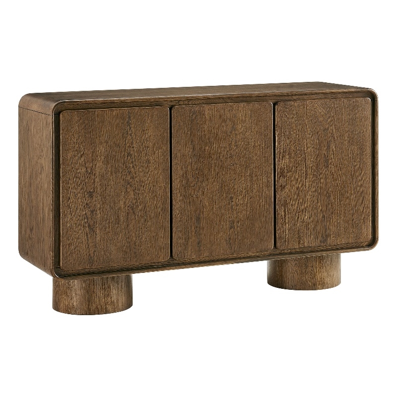 Lumo 3-Door Curved Wood Accent Cabinet in Walnut