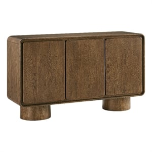 Lumo 3-Door Curved Wood Accent Cabinet in Walnut