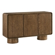 Lumo 3-Door Curved Wood Accent Cabinet in Walnut
