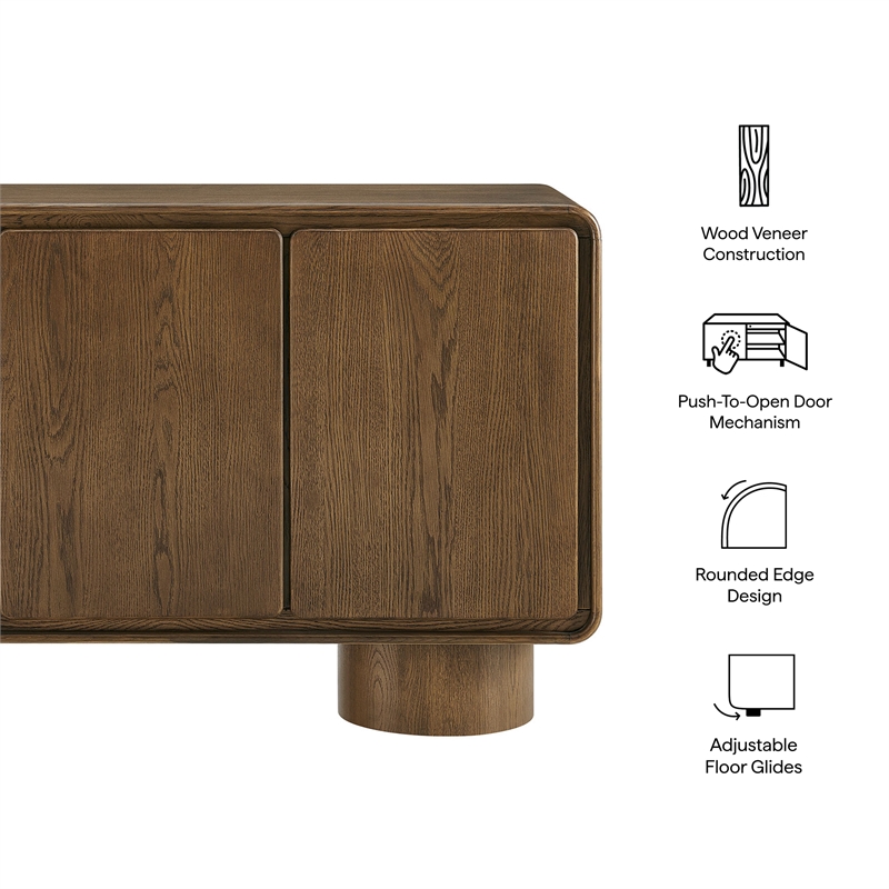 Lumo 3-Door Curved Wood Accent Cabinet in Walnut