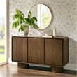 Lumo 3-Door Curved Wood Accent Cabinet in Walnut