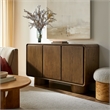 Lumo 3-Door Curved Wood Accent Cabinet in Walnut