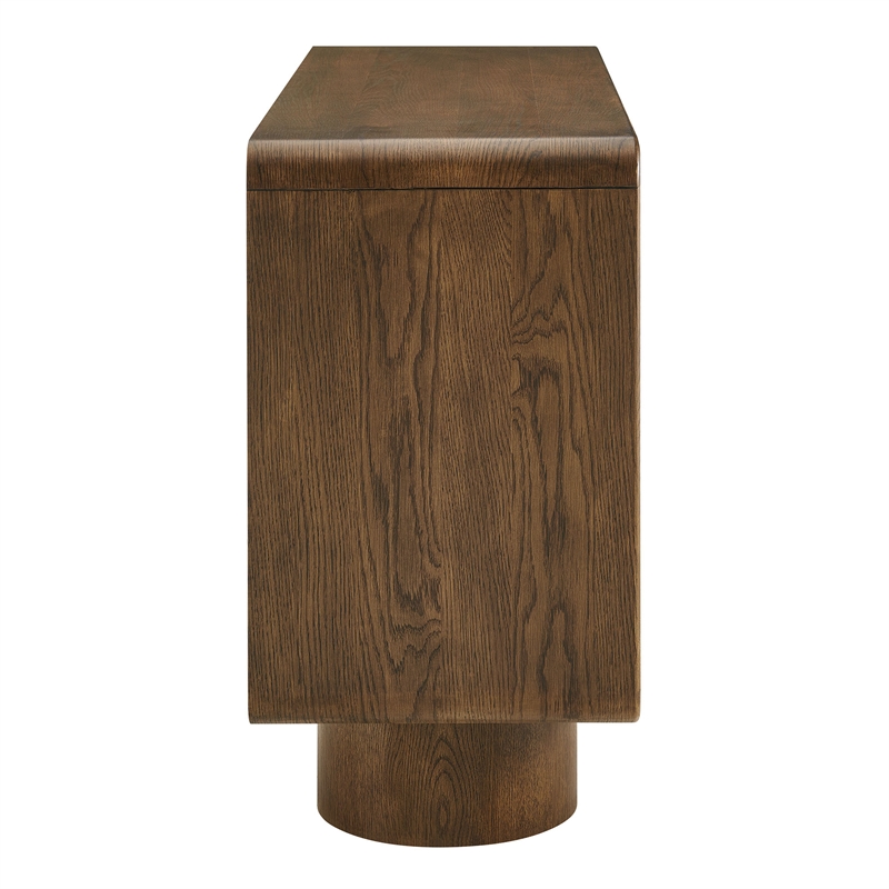 Lumo 3-Door Curved Wood Accent Cabinet in Walnut